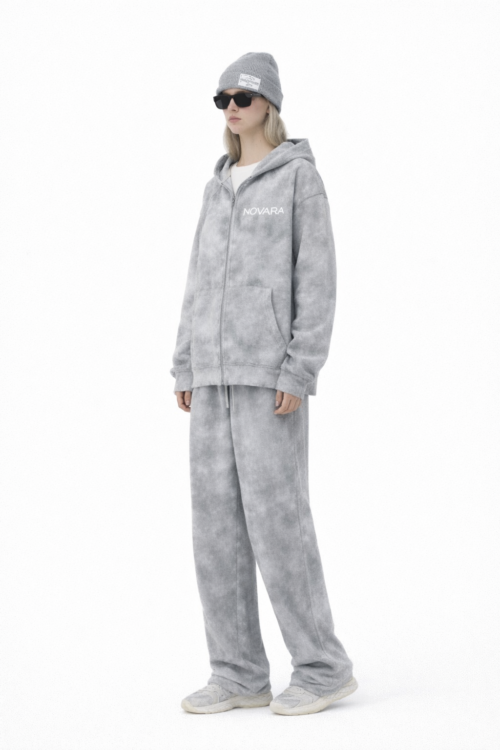 Dirty Washed Zip-Up Fleece Hoodie ODMPOD Novara Studio