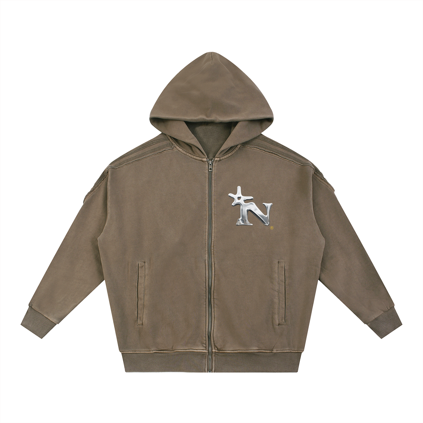 Snow Washed Tape Raw Edge Zip Hoodie ODMPOD Novara Shop
