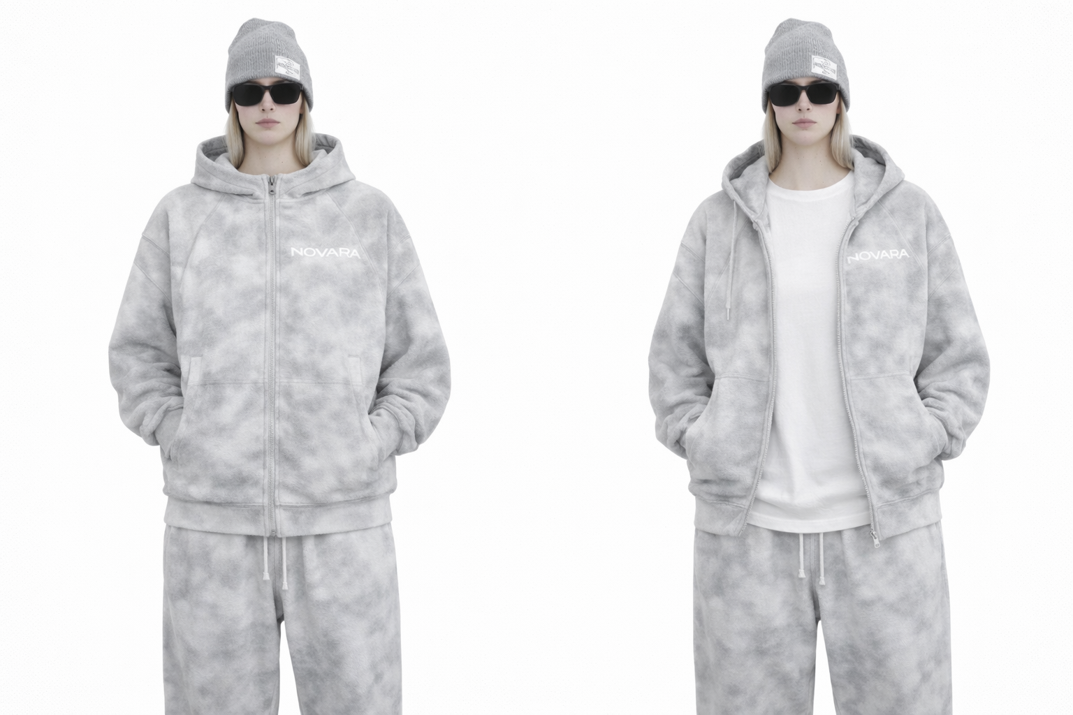 Dirty Washed Zip-Up Fleece Hoodie ODMPOD Novara Studio