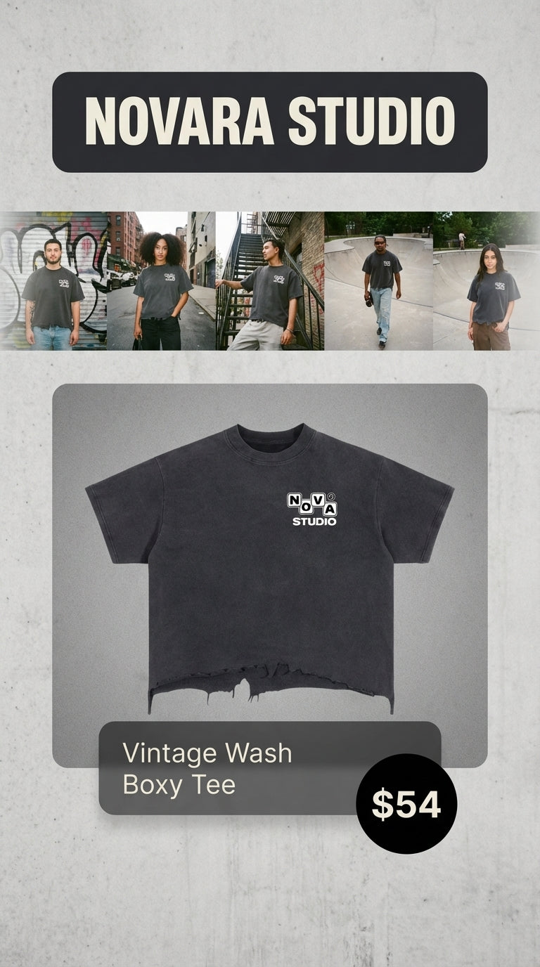 Novara Vintage Wash Boxy Distressed Hem T-Shirt Novara Shop Novara Shop