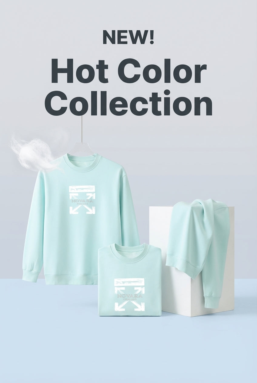 Hot Color Collection 🩵- Novara Essential Heavyweight Crewneck Sweatshirt ODMPOD Novara Shop