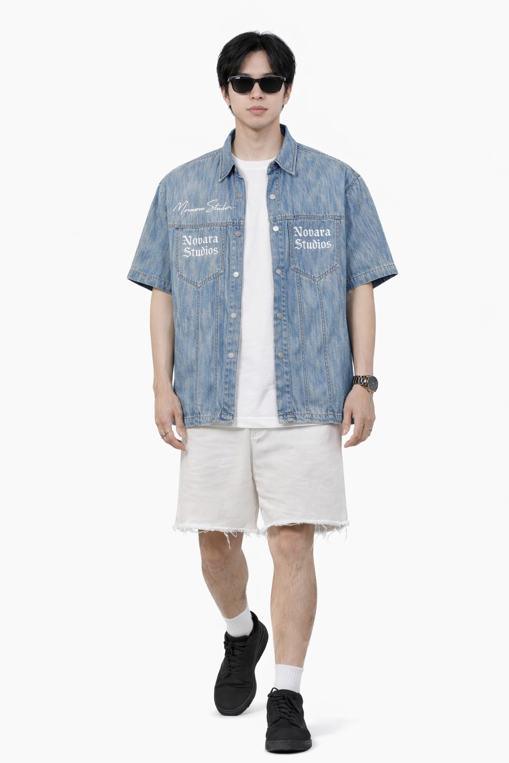 Distressed Wash Short-Sleeve Shirt Novara Shop Novara Studio