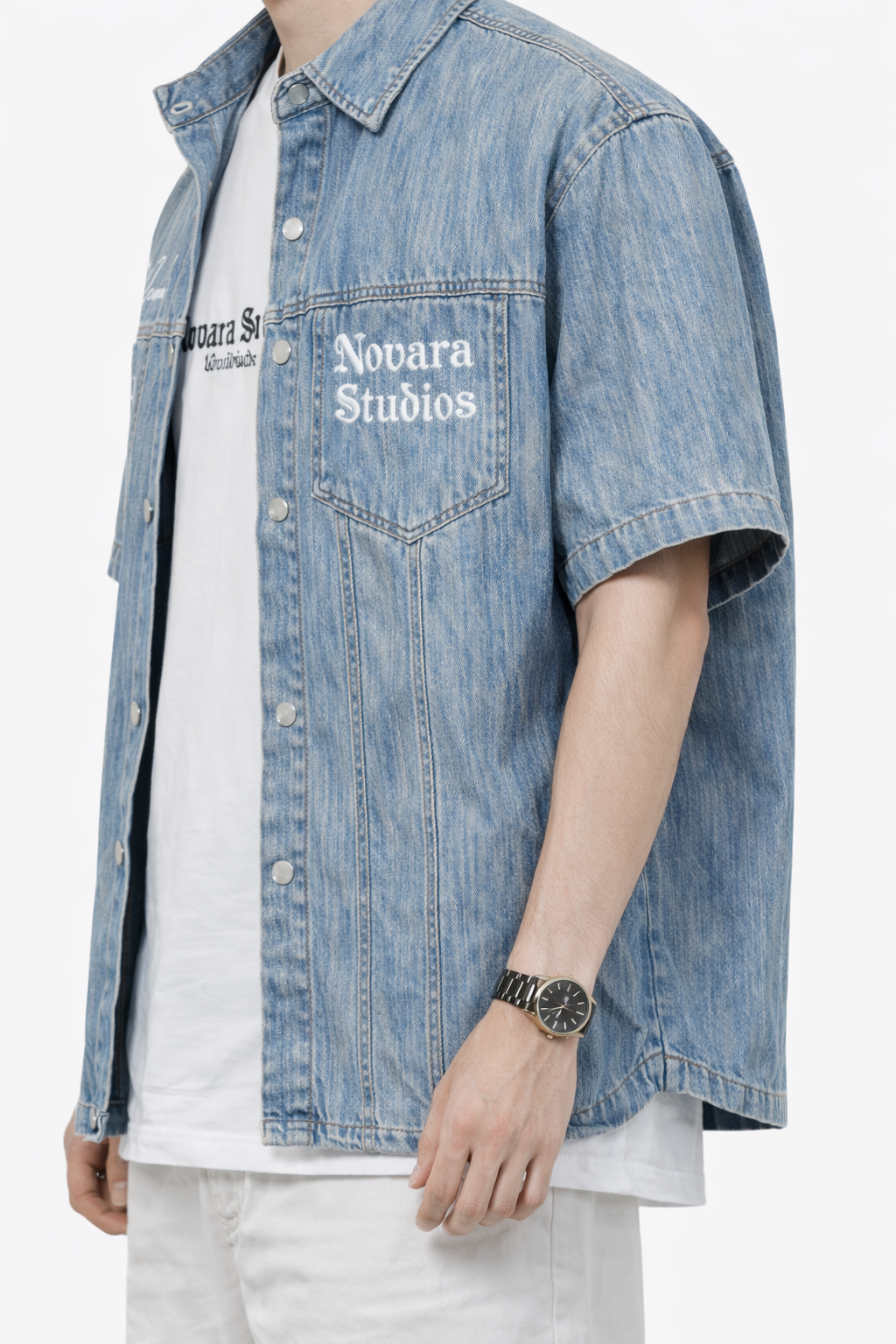 Distressed Wash Short-Sleeve Shirt Novara Shop Novara Studio