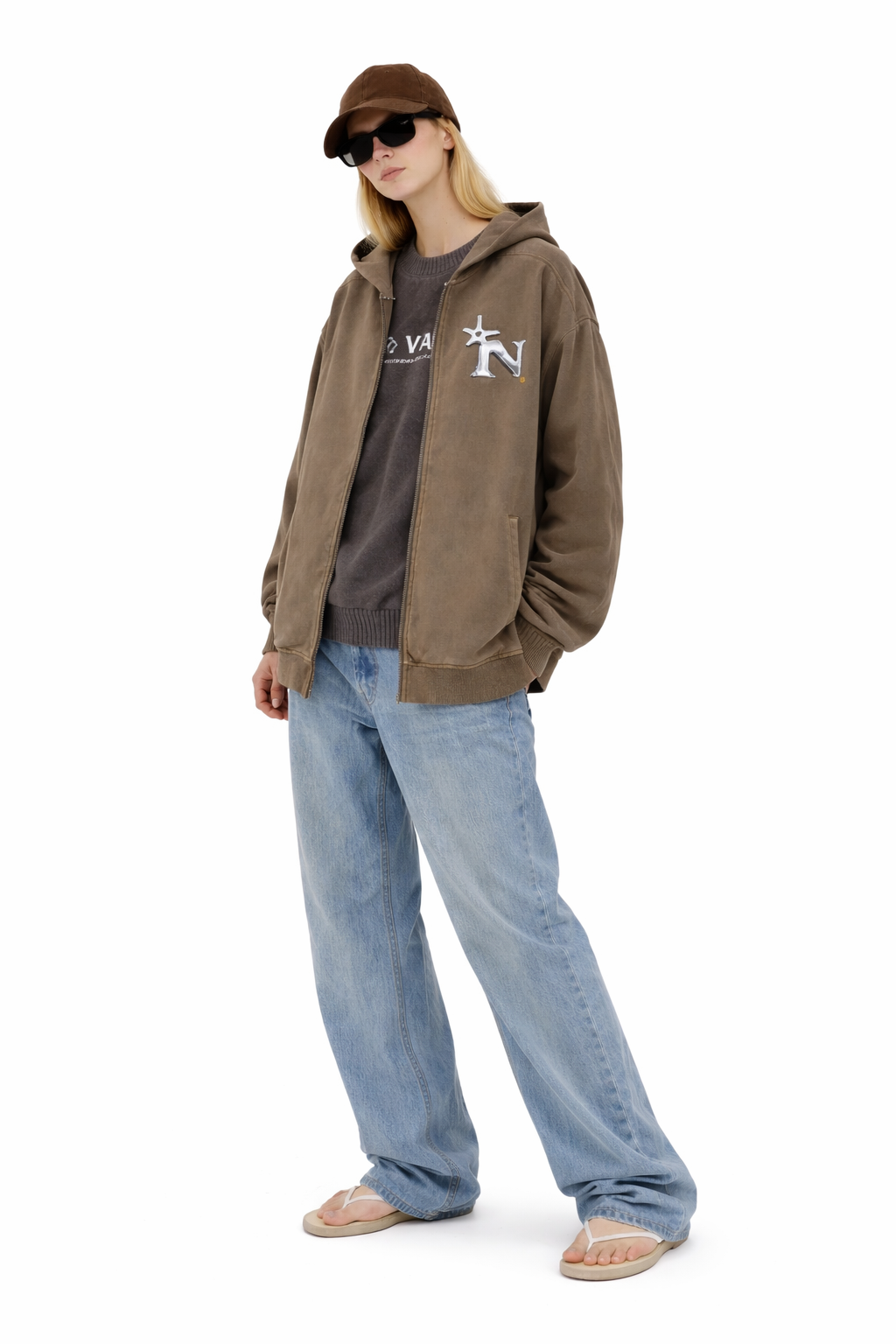 Snow Washed Tape Raw Edge Zip Hoodie Novara Shop Novara Studio