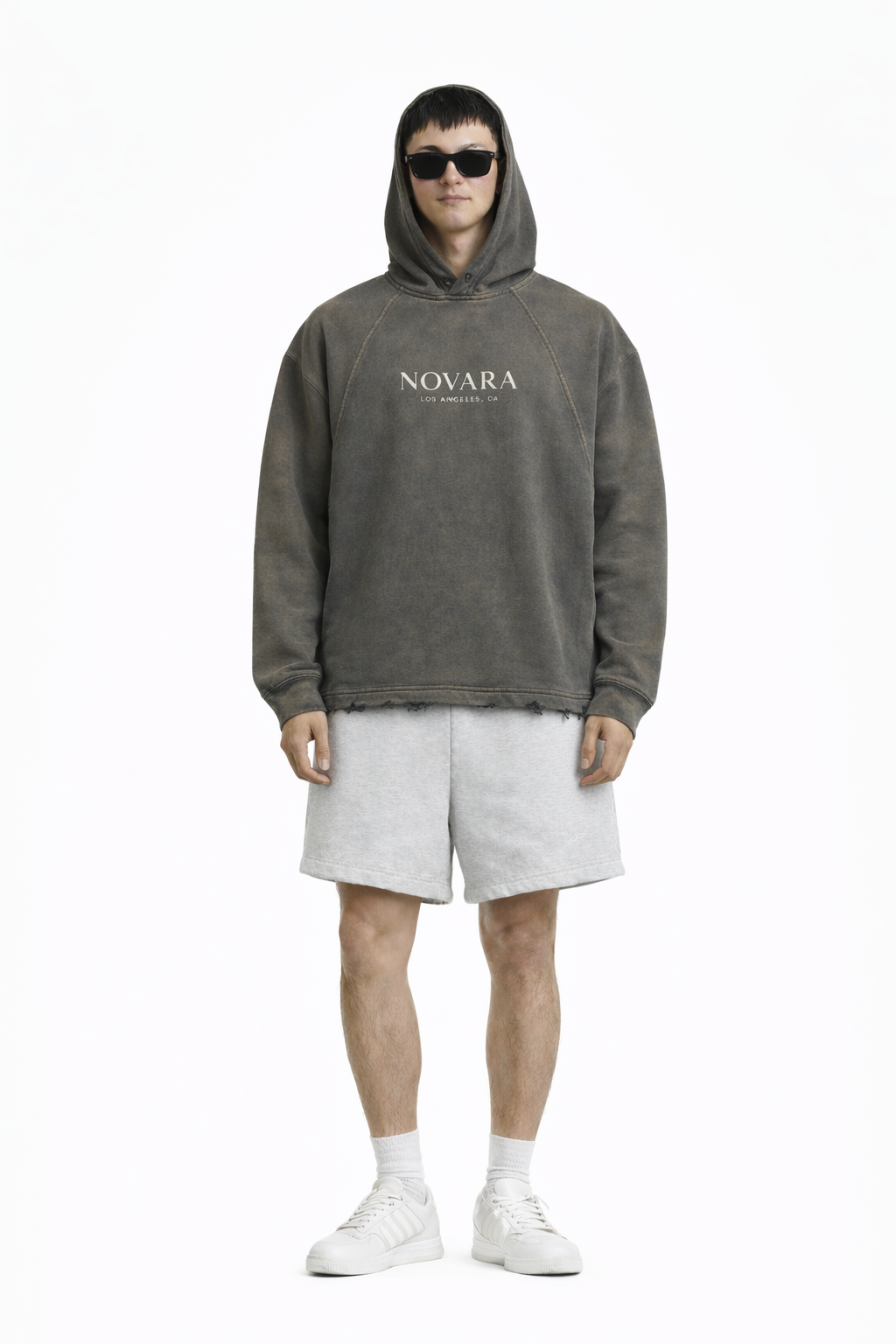 Vintage Washed Frayed-Hem Hoodie Novara Studio Novara Studio