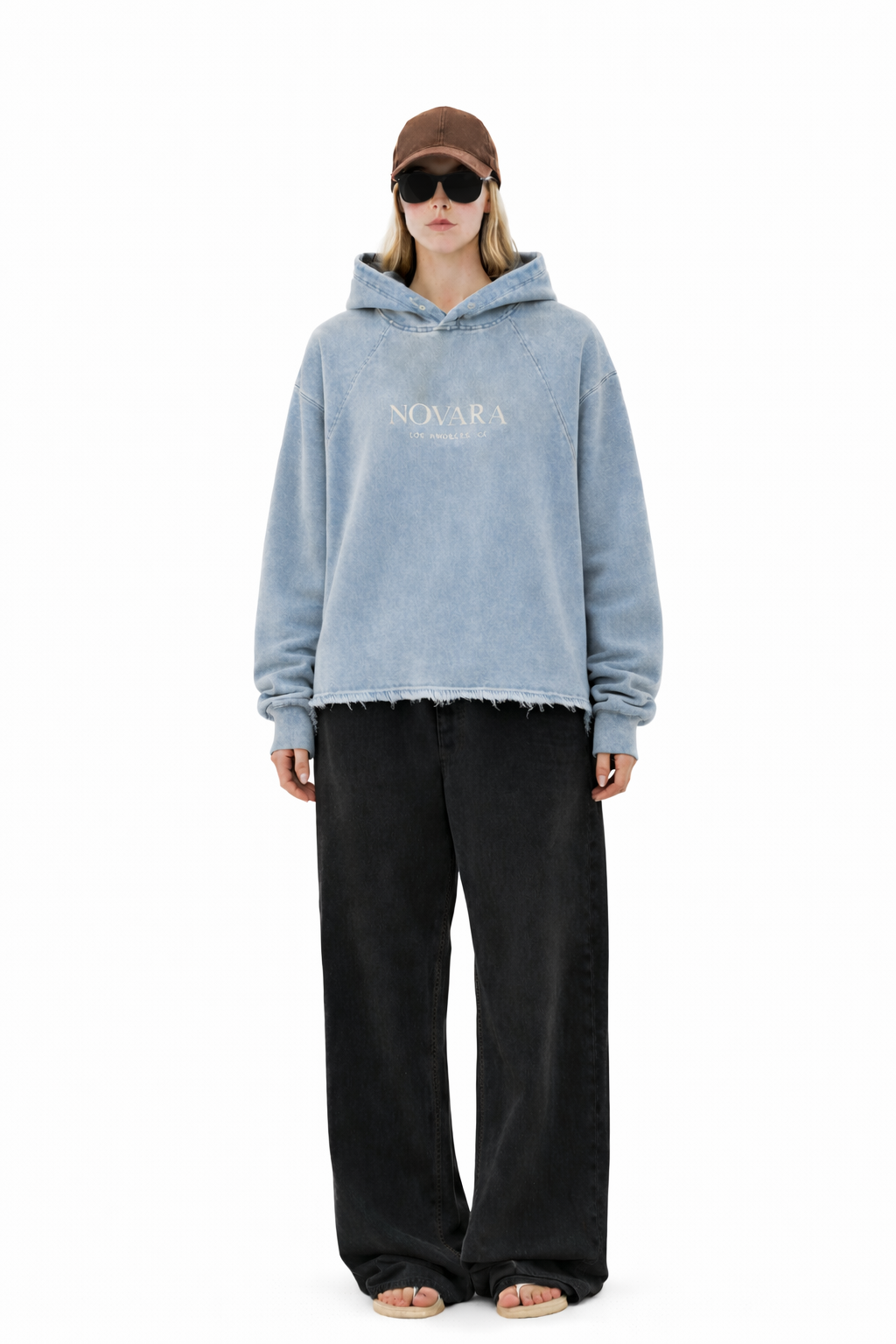 Vintage Washed Frayed-Hem Hoodie Novara Studio Novara Studio