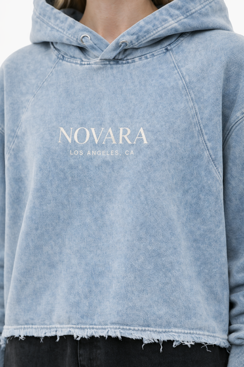 Vintage Washed Frayed-Hem Hoodie Novara Studio Novara Studio