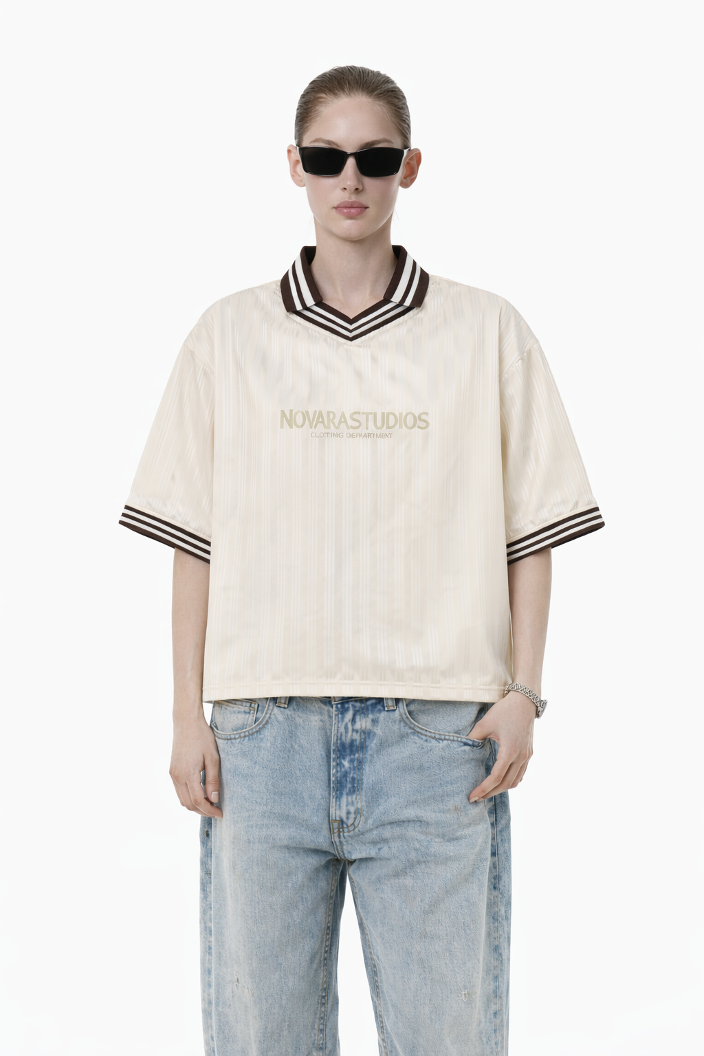 Contrast Stripes Polo Collar T-Shirt Novara Shop Novara Studio