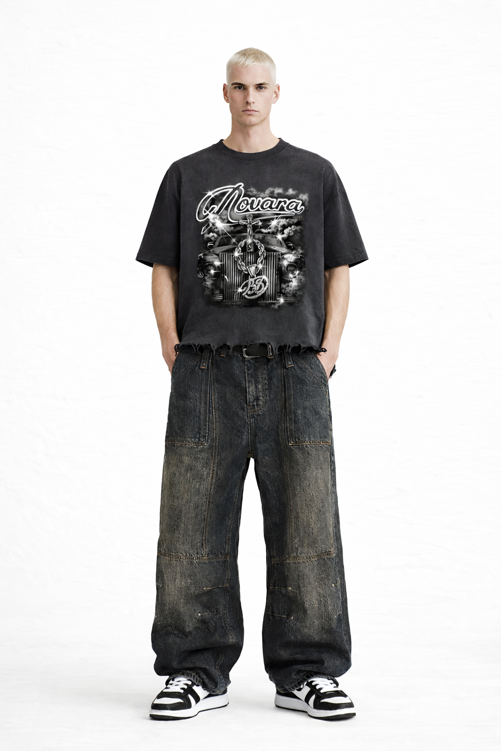 Wash Boxy Distressed Hem T-Shirt Novara Shop Novara Studio