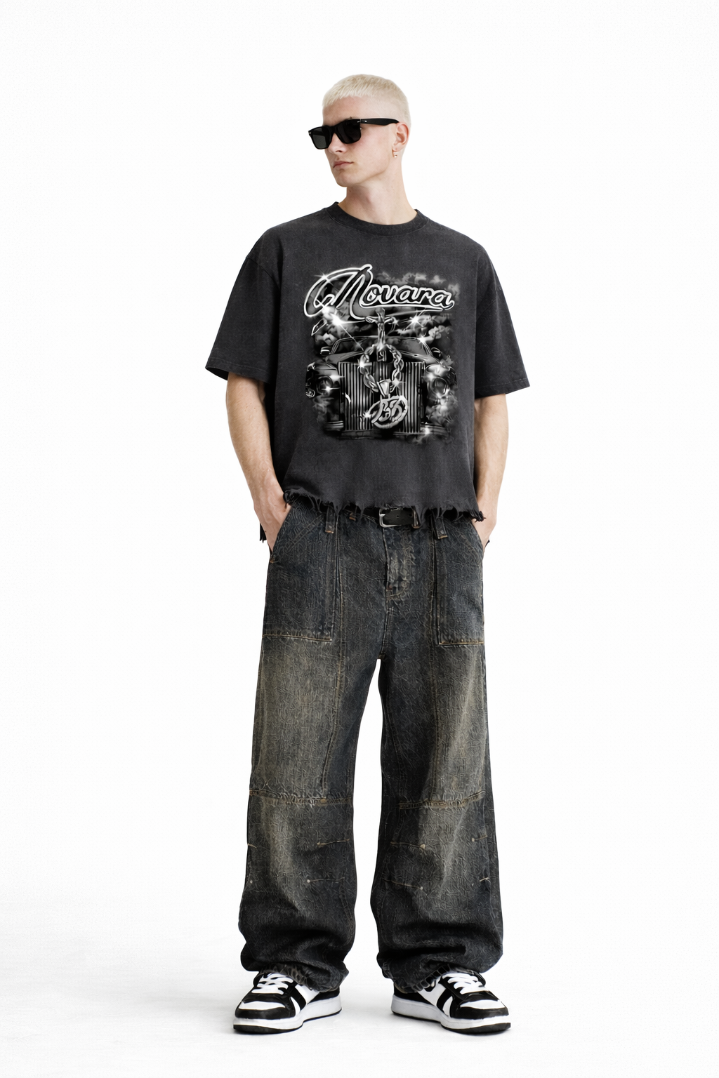 Wash Boxy Distressed Hem T-Shirt Novara Shop Novara Studio