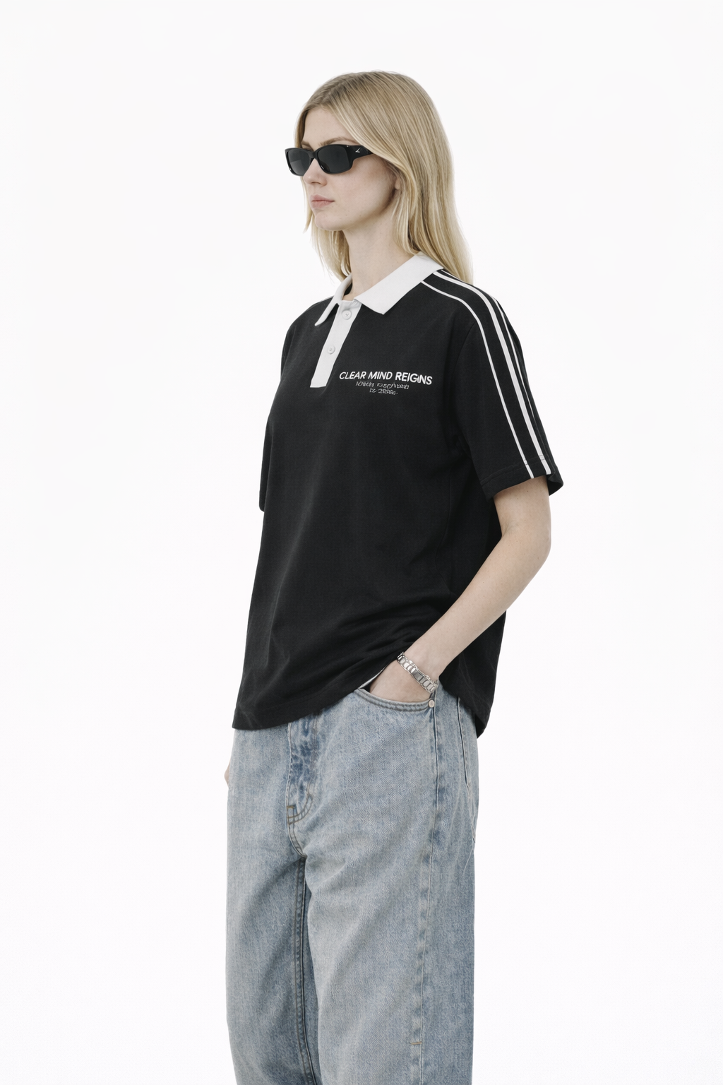 Contrast Collar Short-Sleeve Polo Shirt Novara Shop Novara Studio