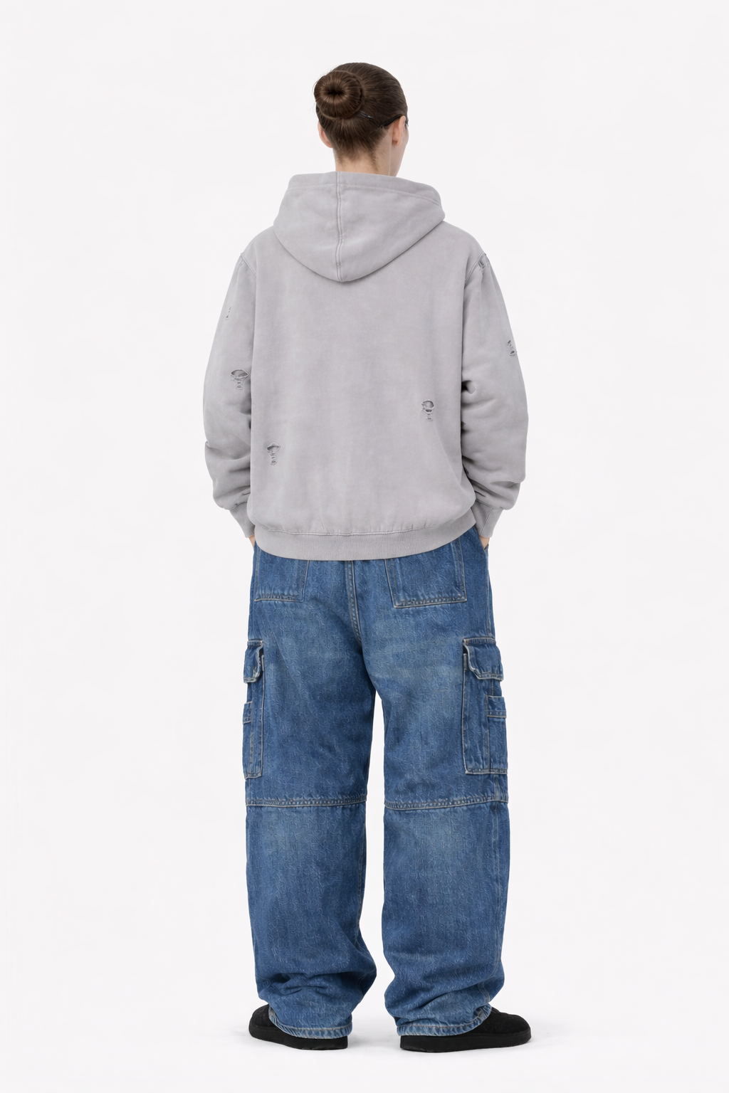 Snow Washed Distressed Panel Pocket Hoodie Novara Shop Novara Studio