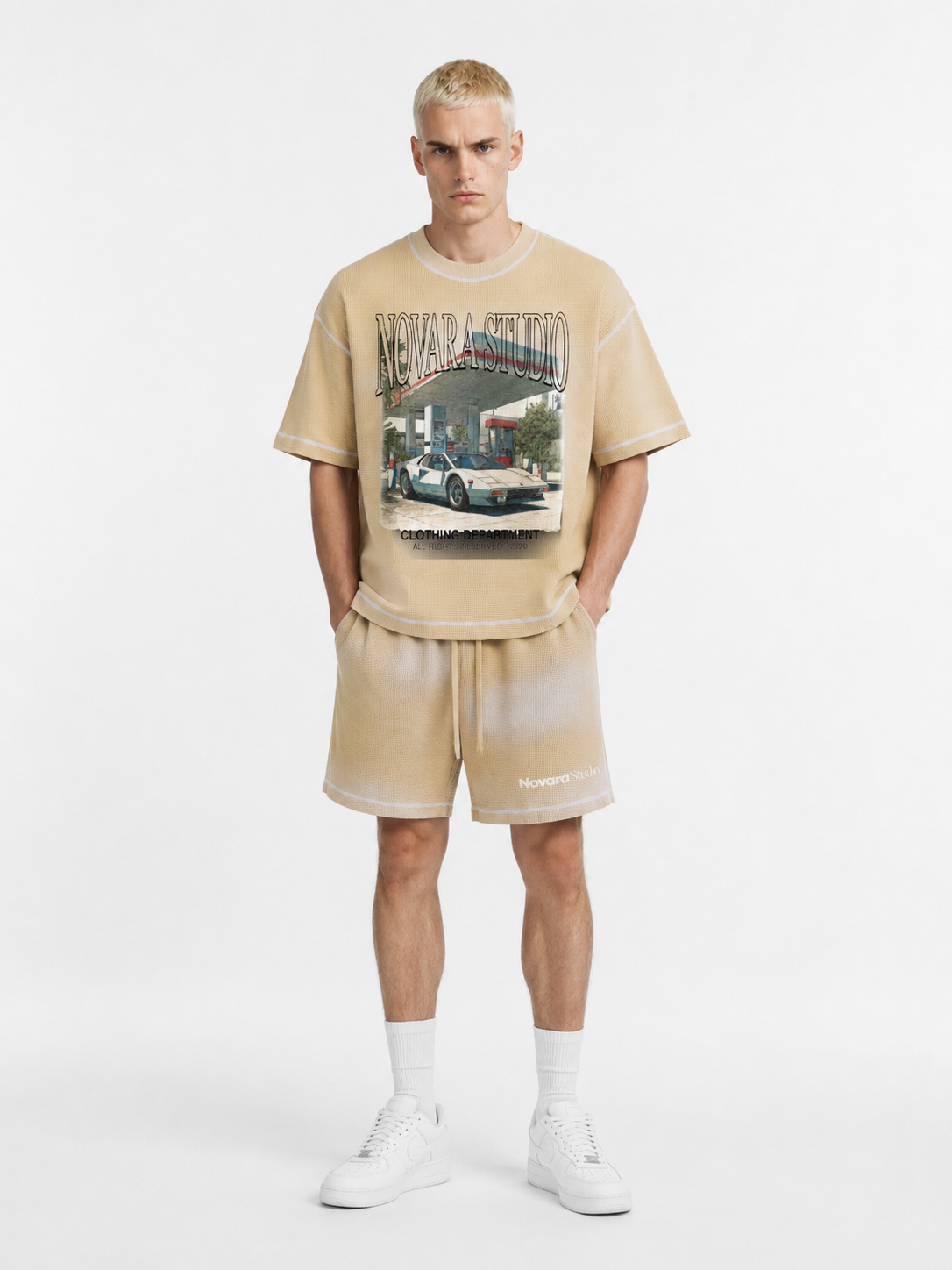 Unisex Sunfade Waffle Boxy T-Shirt ODMPOD Novara Studio