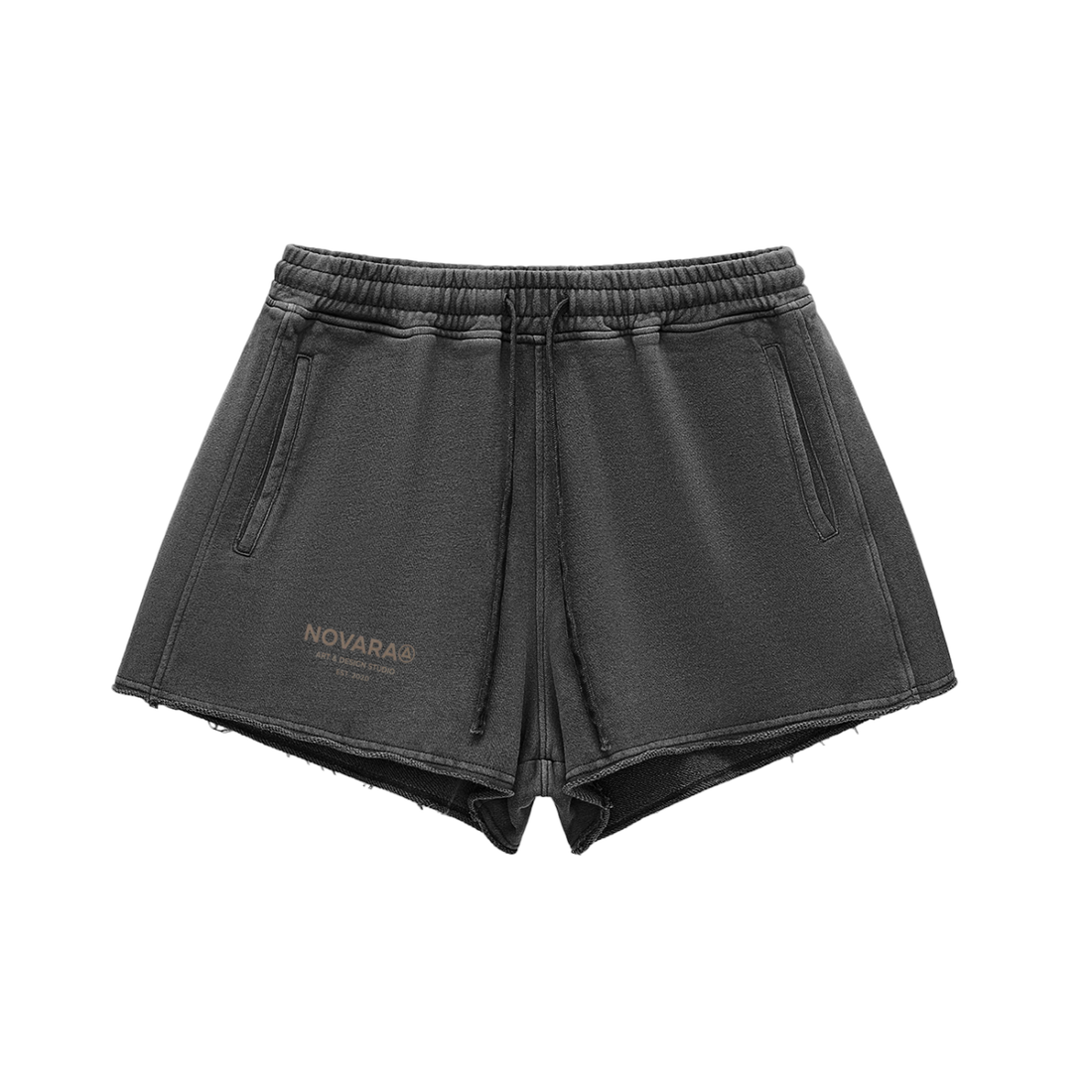 Snow Washed Raw Edge Drawstring Shorts ODMPOD Novara Shop