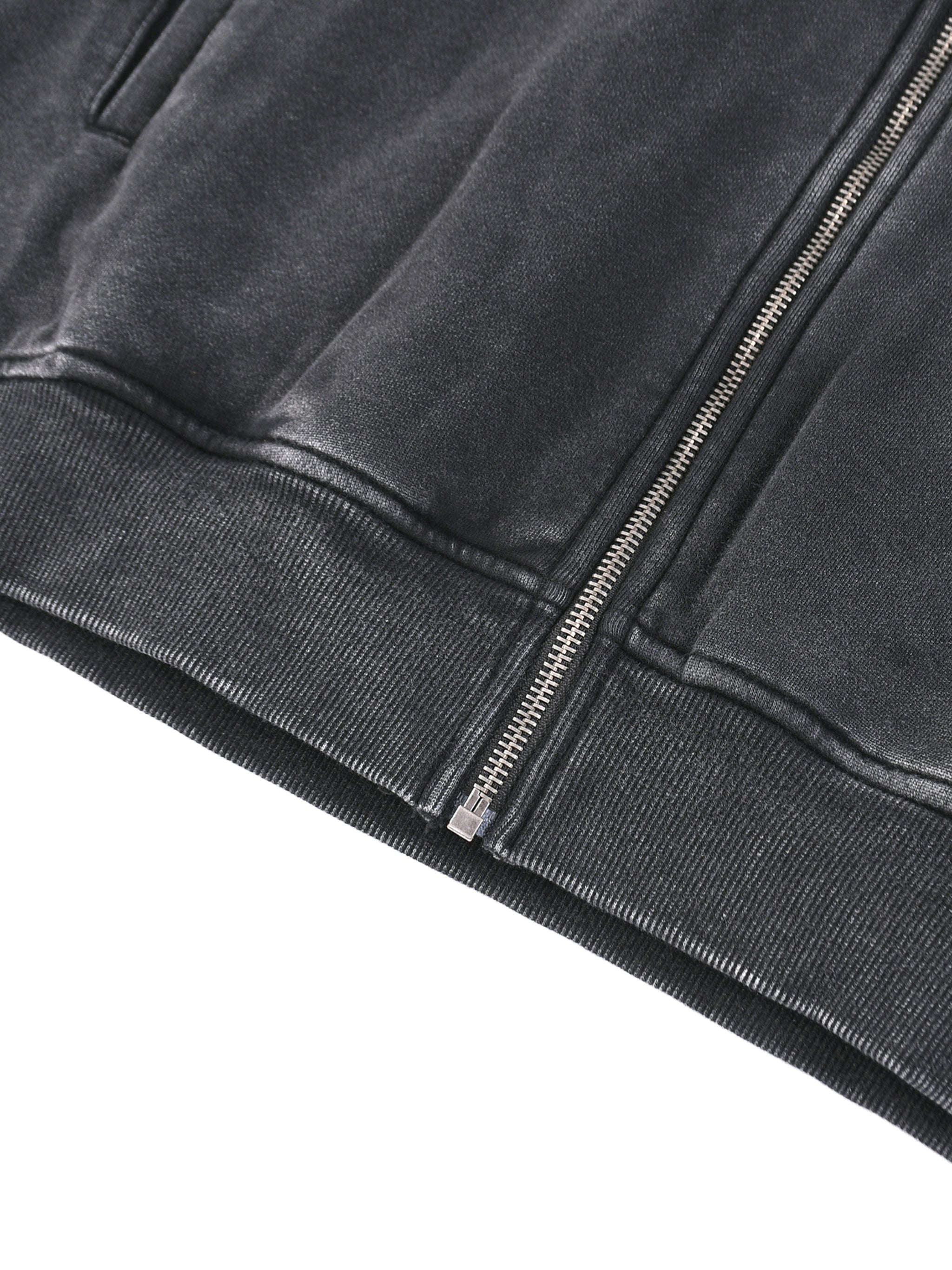 Snow Washed Tape Raw Edge Zip Hoodie ODMPOD Novara Shop