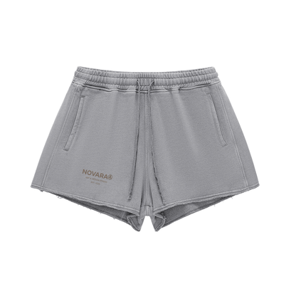 Snow Washed Raw Edge Drawstring Shorts ODMPOD   Novara Shop