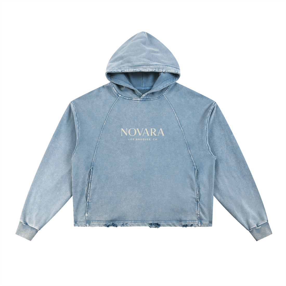 Vintage Washed Frayed-Hem Hoodie ODMPOD 84.36 Novara Shop Blue / 2XL 84.36
