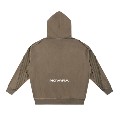 Snow Washed Tape Raw Edge Zip Hoodie ODMPOD   Novara Shop