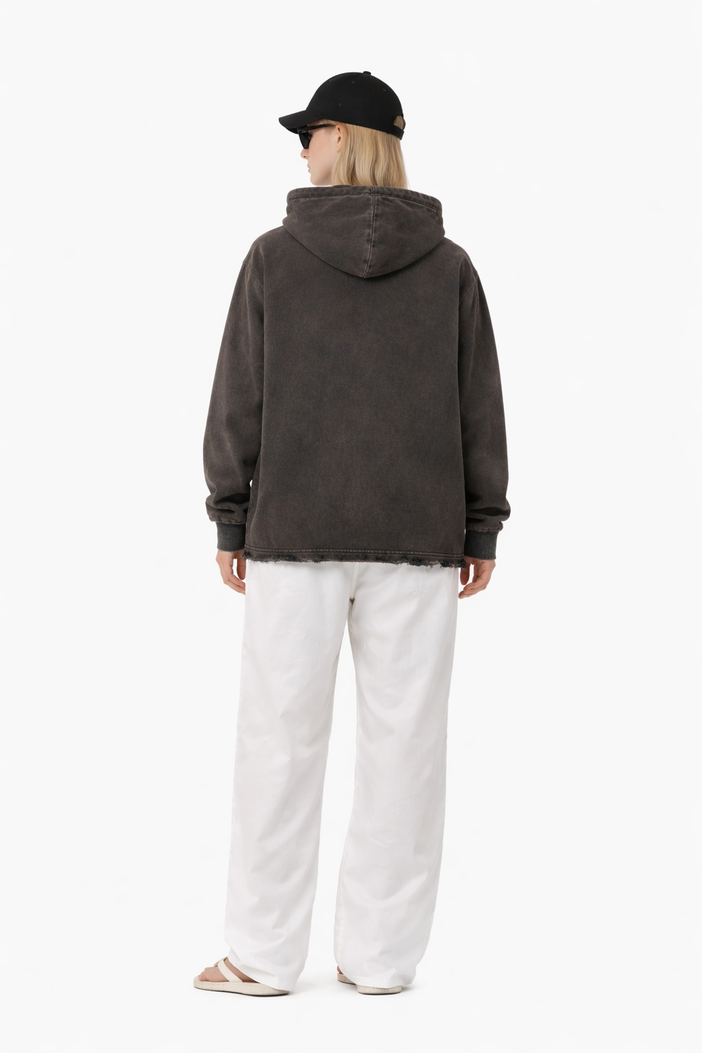 Vintage Washed Frayed-Hem Hoodie Novara Studio   Novara Studio