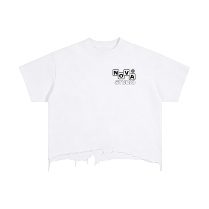 Novara Vintage Wash Boxy Distressed Hem T-Shirt ODMPOD   Novara Shop