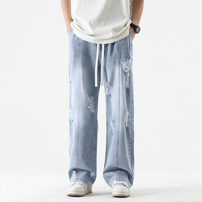 Fashion Men Loose Drawstring Straight-leg Pants Novara Shop  44.99 Novara Shop BK218 Light Blue / XL  44.99
