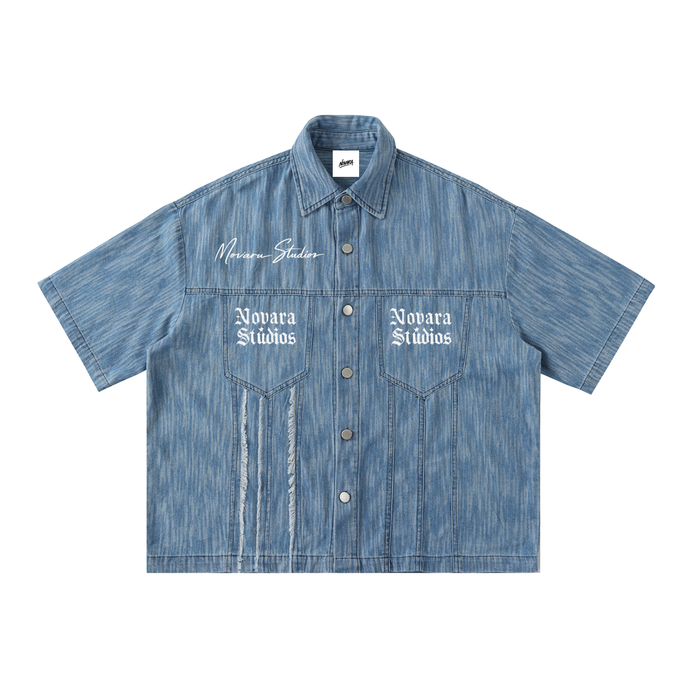 Distressed Wash Short-Sleeve Shirt ODMPOD   Novara Shop