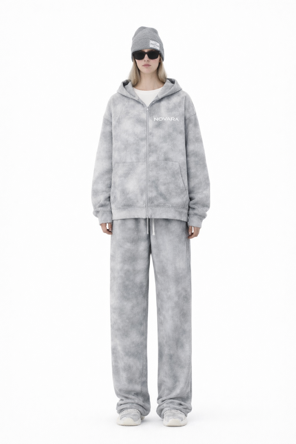 Dirty Washed Zip-Up Fleece Hoodie ODMPOD   Novara Studio