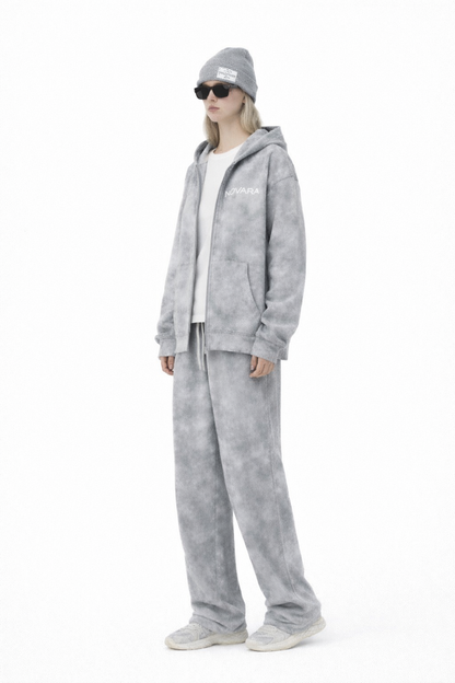 Dirty Washed Zip-Up Fleece Hoodie ODMPOD   Novara Studio