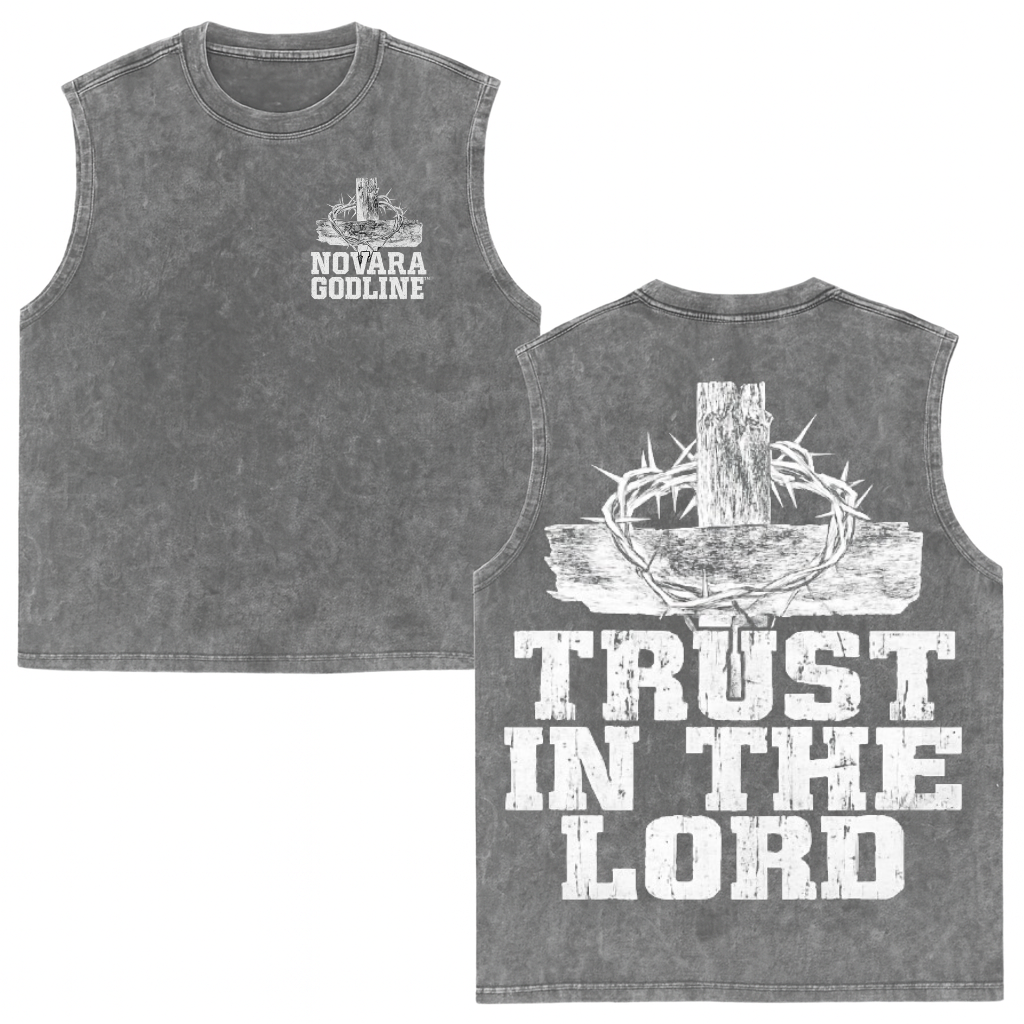 NOVARA GODLINE™ Faith Over Fear Sleeveless Gym Vest — Washed Street Strength Edition Novara Shop   Novara Shop