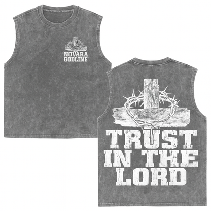 NOVARA GODLINE™ Faith Over Fear Sleeveless Gym Vest — Washed Street Strength Edition Novara Shop   Novara Shop