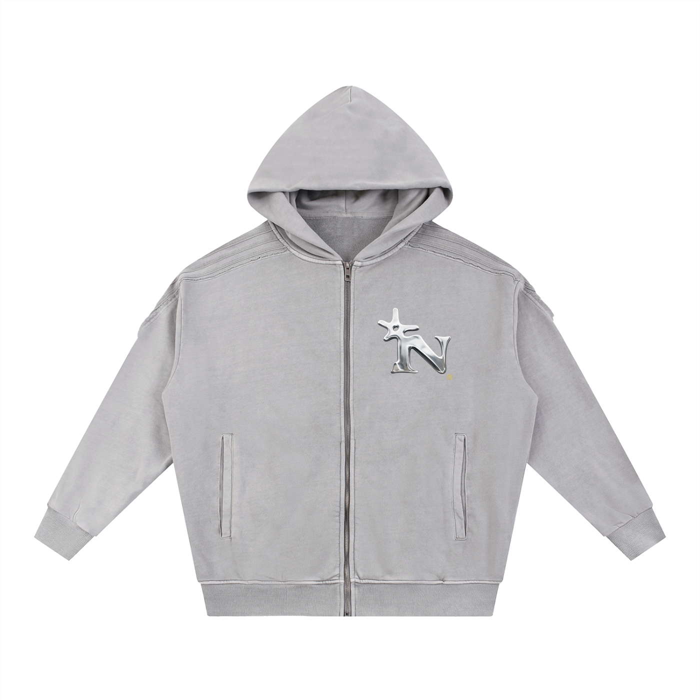 Snow Washed Tape Raw Edge Zip Hoodie ODMPOD   Novara Shop