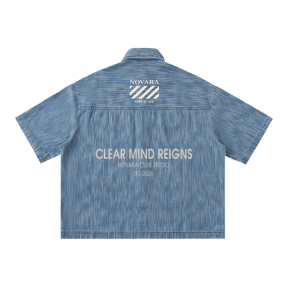 Distressed Wash Short-Sleeve Shirt ODMPOD   Novara Shop