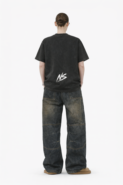 Heavyweight Vintage Washed Frayed T-Shirt Novara Studio   Novara Studio