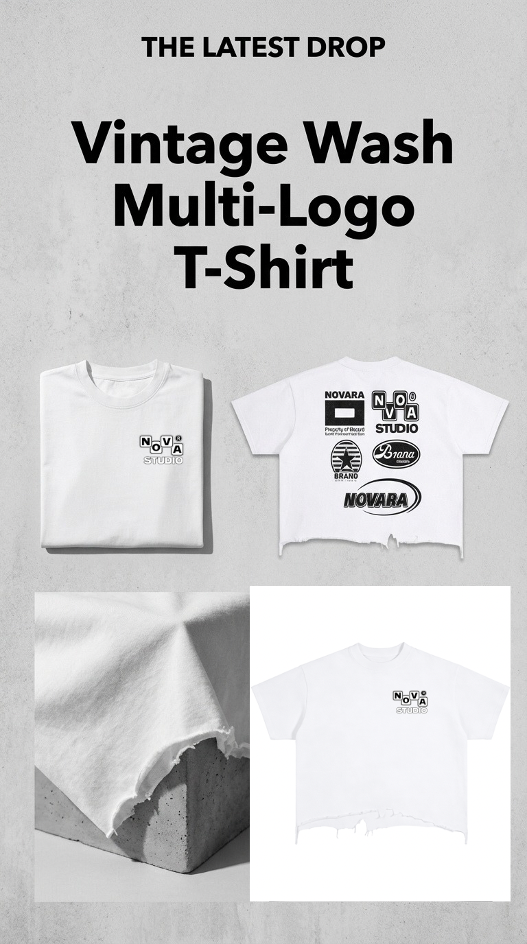 Novara Vintage Wash Boxy Distressed Hem T-Shirt Novara Shop   Novara Shop