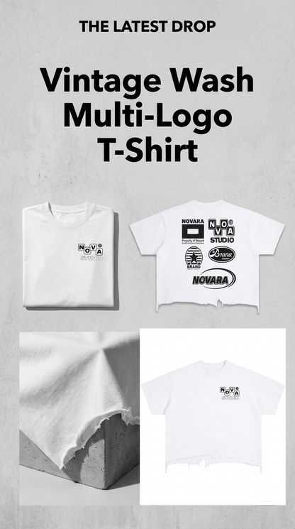 Novara Vintage Wash Boxy Distressed Hem T-Shirt Novara Shop   Novara Shop