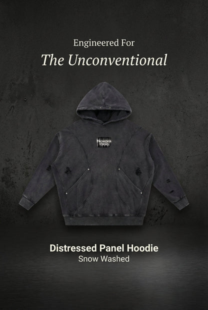 Novara Snow Washed Distressed Panel Pocket Hoodie Novara Shop   Novara Shop