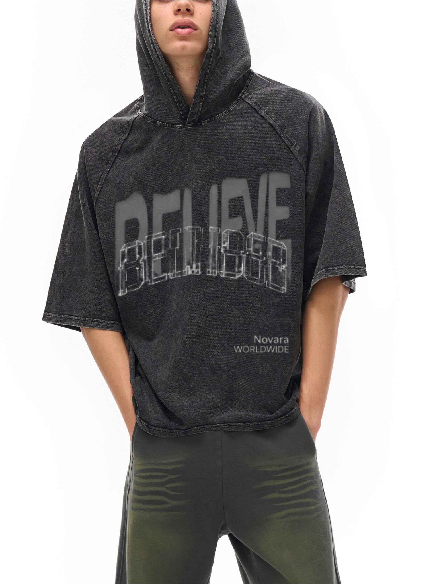 Snow Washed Hooded Boxy T-Shirt ODMPOD   Novara Shop