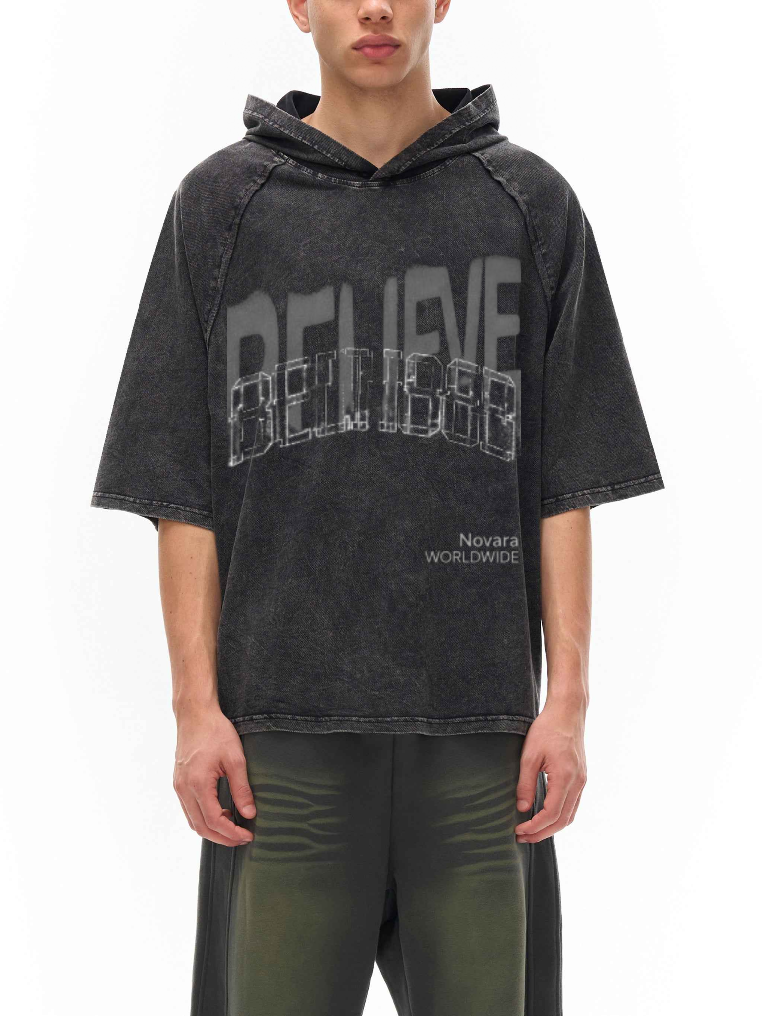 Snow Washed Hooded Boxy T-Shirt ODMPOD   Novara Shop