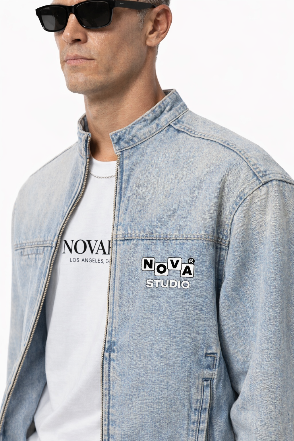 Vintage Wash Zip Denim Jacket Novara Shop   Novara Studio