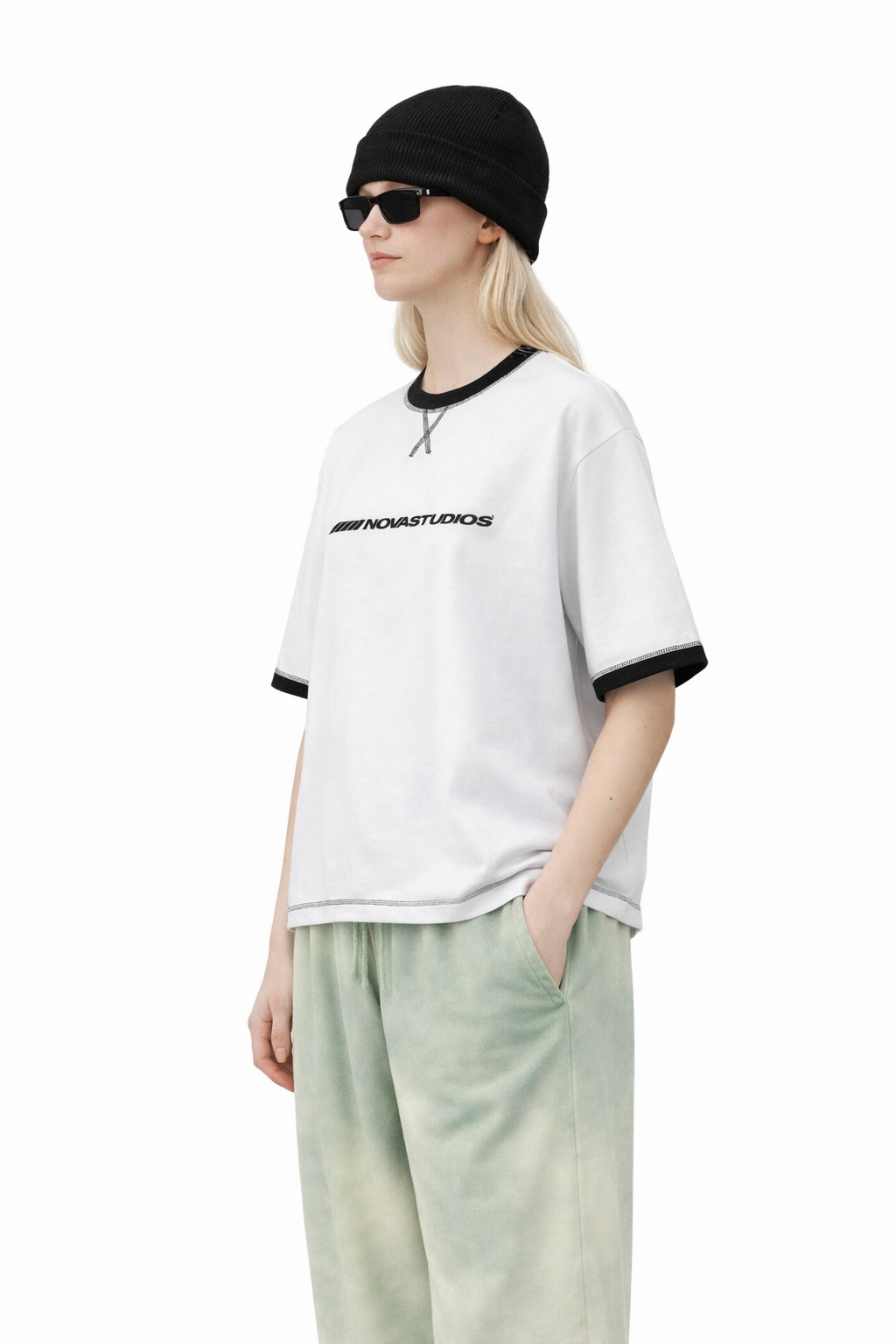 Contrast-Stitched Cotton T-Shirt Novara Shop   Novara Studio