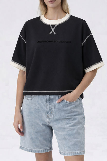 Contrast-Stitched Cotton T-Shirt Novara Shop   Novara Studio