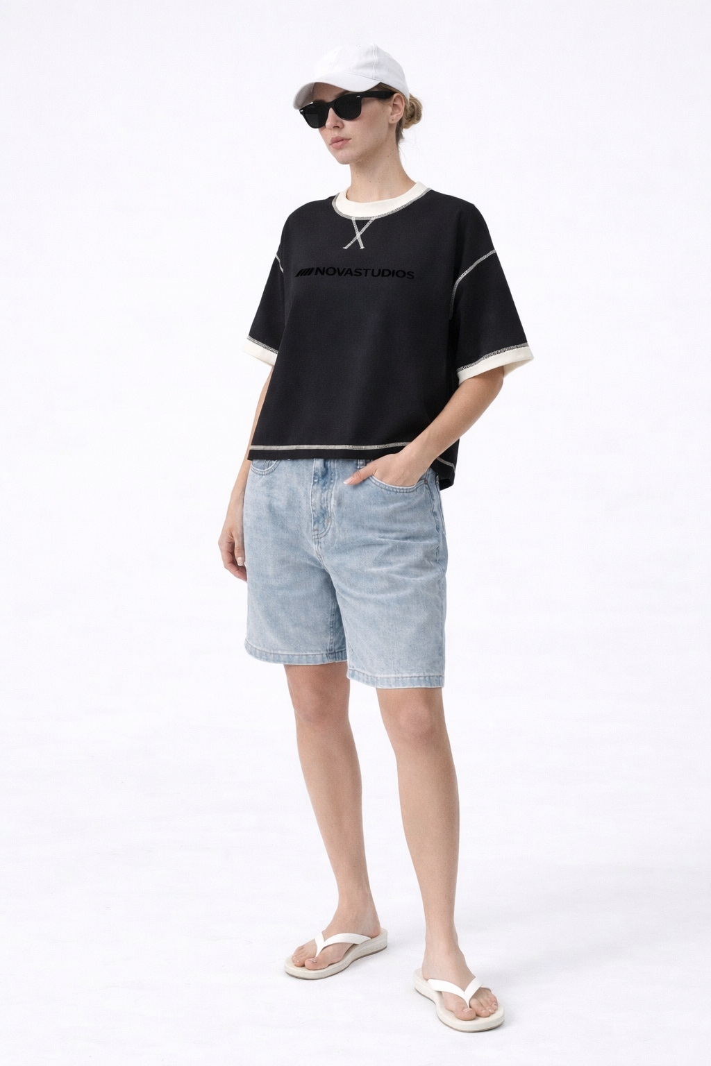 Contrast-Stitched Cotton T-Shirt Novara Shop   Novara Studio