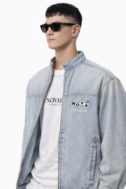 Vintage Wash Zip Denim Jacket ODMPOD   Novara Studio