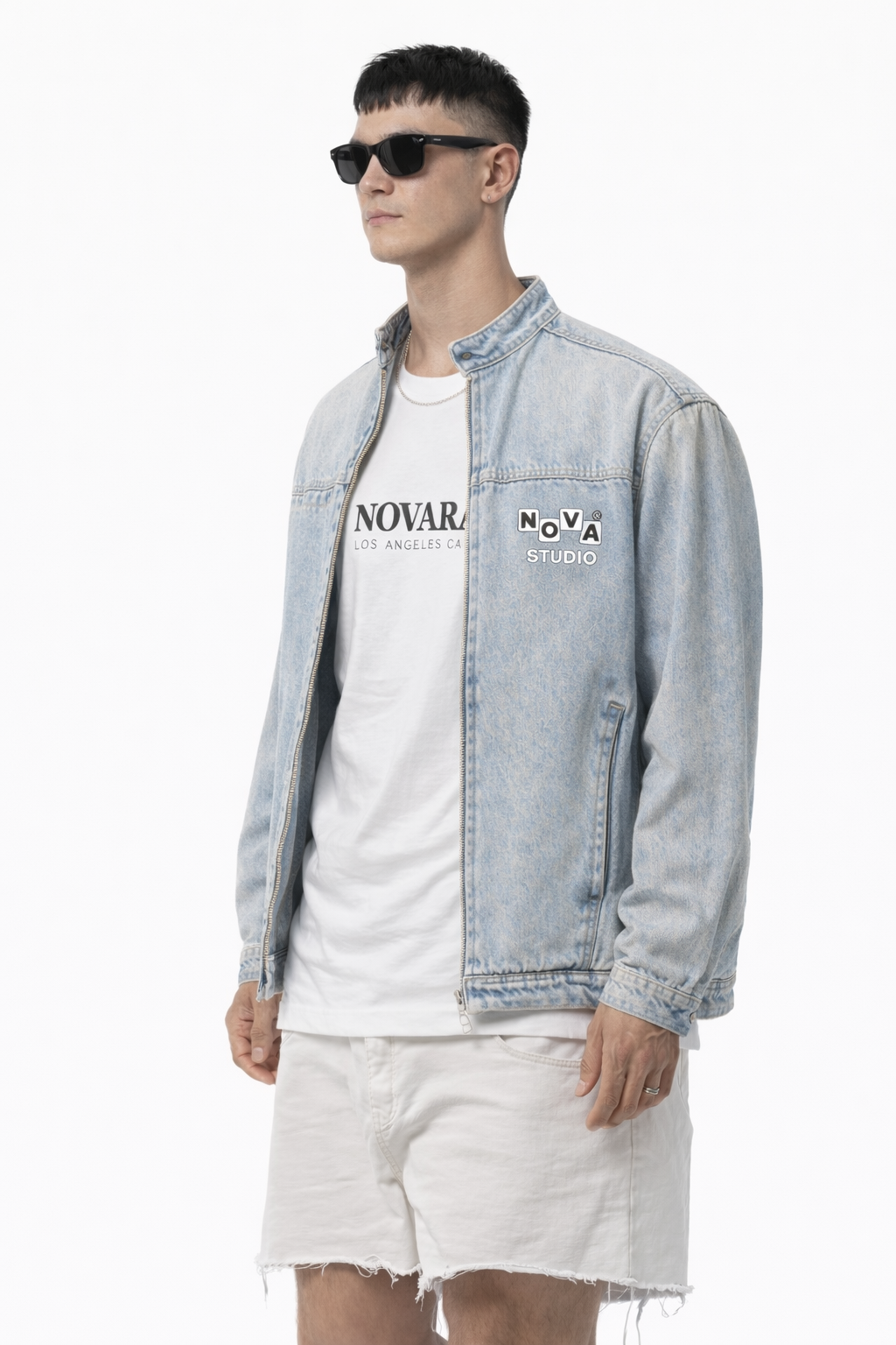 Vintage Wash Zip Denim Jacket ODMPOD   Novara Studio