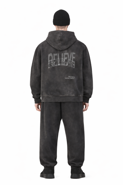 Sun Fade Contrast Tape Fleece Hoodie Novara Shop   Novara Studio