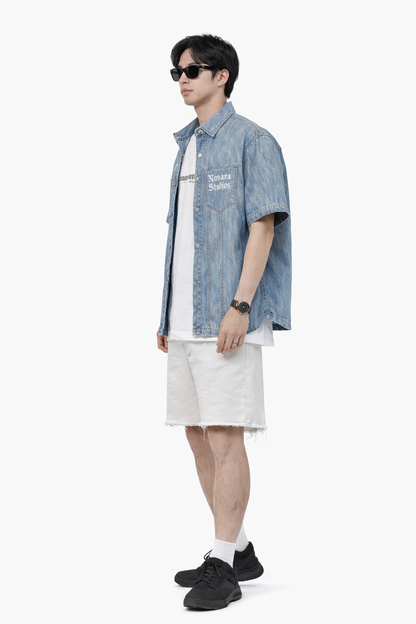 Distressed Wash Short-Sleeve Shirt Novara Shop   Novara Studio