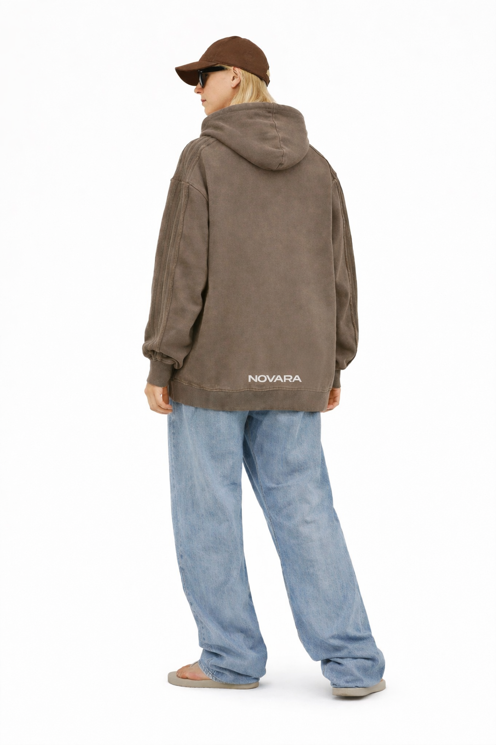 Snow Washed Tape Raw Edge Zip Hoodie Novara Shop   Novara Studio