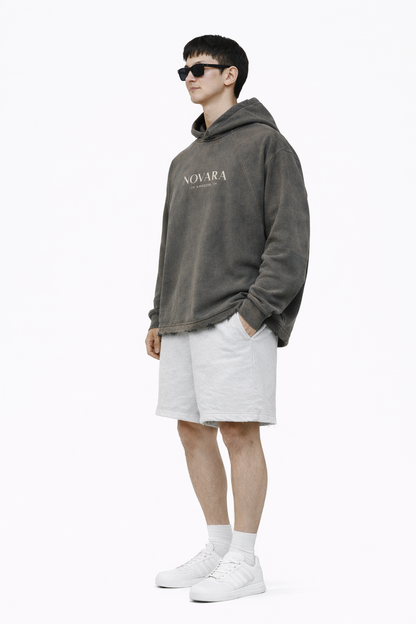 Vintage Washed Frayed-Hem Hoodie Novara Studio   Novara Studio