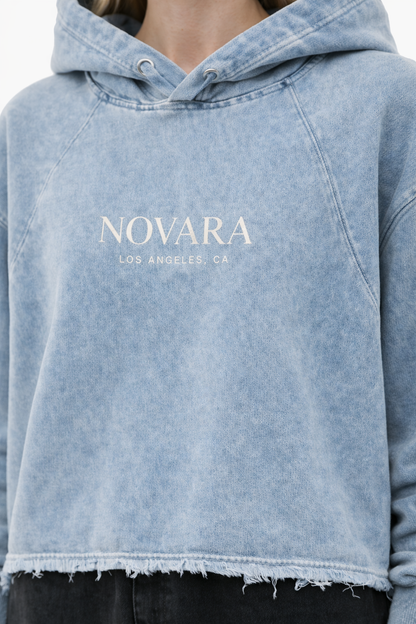 Vintage Washed Frayed-Hem Hoodie Novara Studio   Novara Studio
