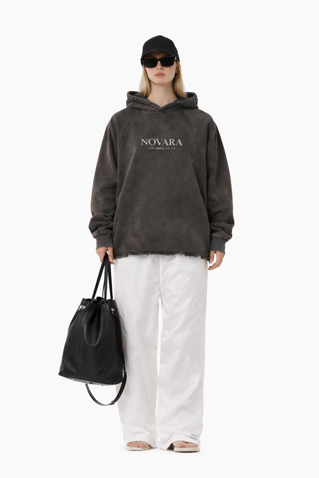 Vintage Washed Frayed-Hem Hoodie Novara Studio   Novara Studio